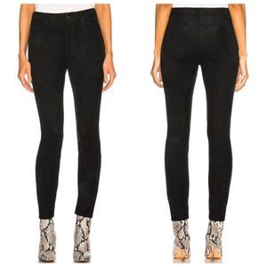 MOTHER High Waist Looker Jeans Black Suede Women’s Size 24 Stretch Skinny Fit